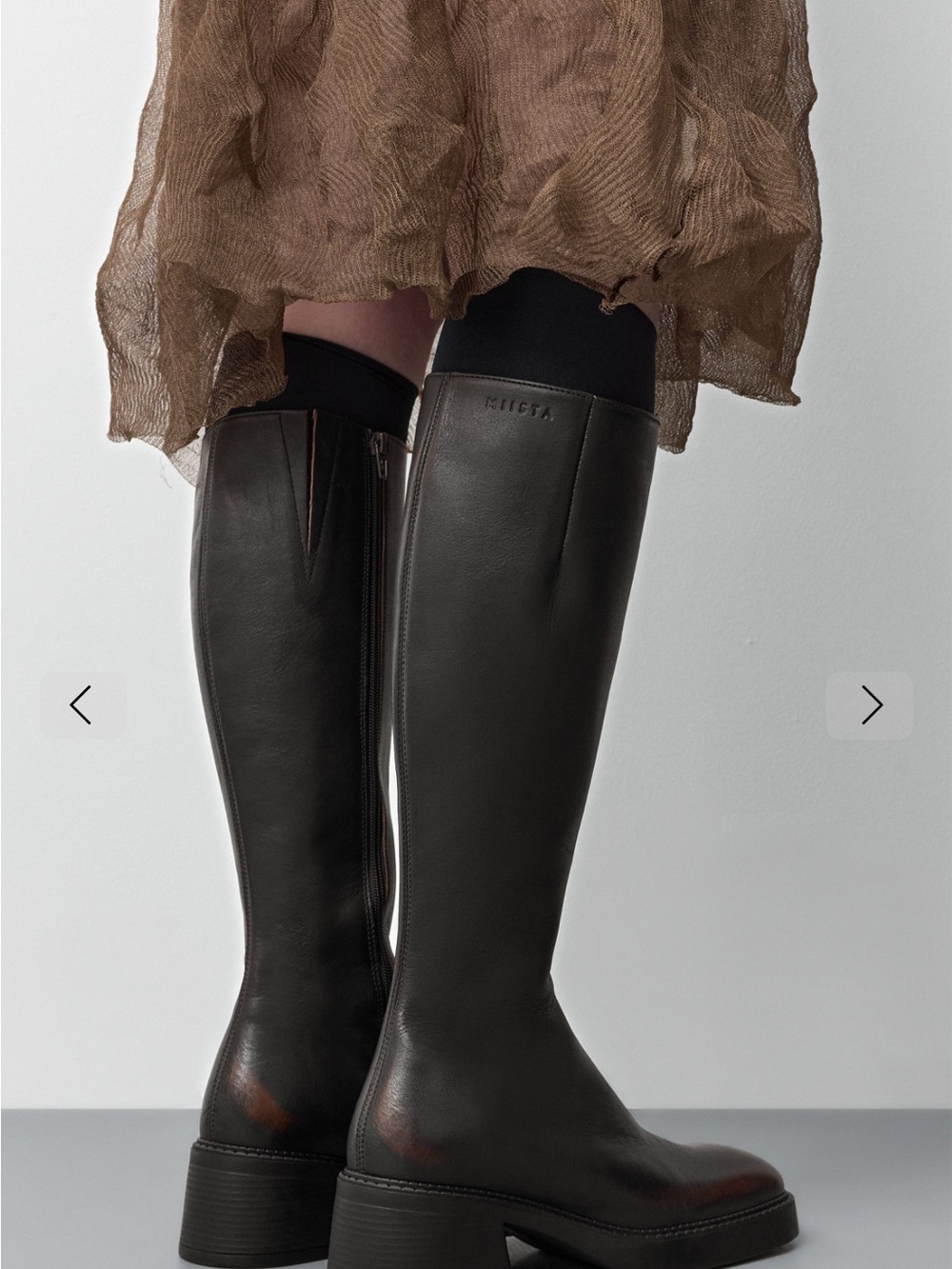 NIB Miista Yumi Boots in Brown Brush Off Leather - Picture 4 of 6